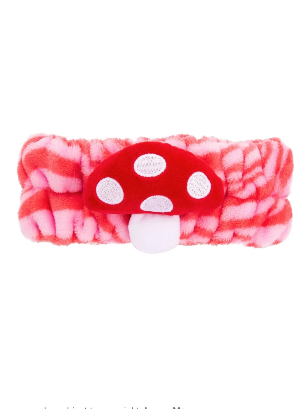 Plush Pink Red Mushroom Headband for Women Skincare Routines NEW IN BOX!